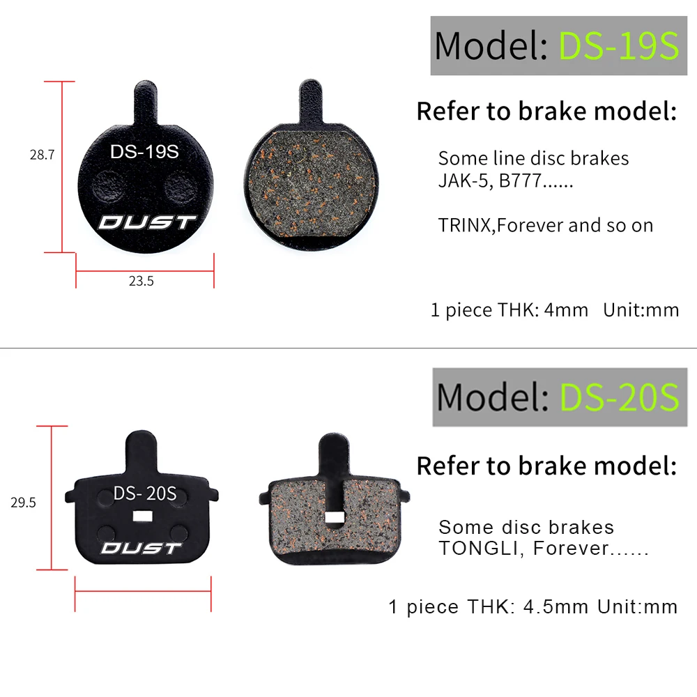 DUST 1 Set Semi-Metal Bicycle Hydraulic Disc Brake Pads MTB Mountain Bike Parts for SHIMANO XT XTR M315 SRAM Avid BB5 BB7 E1 E3