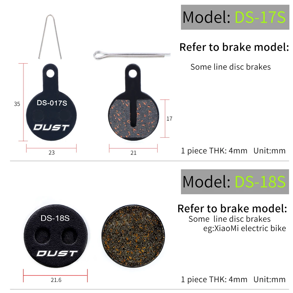 DUST 1 Set Semi-Metal Bicycle Hydraulic Disc Brake Pads MTB Mountain Bike Parts for SHIMANO XT XTR M315 SRAM Avid BB5 BB7 E1 E3