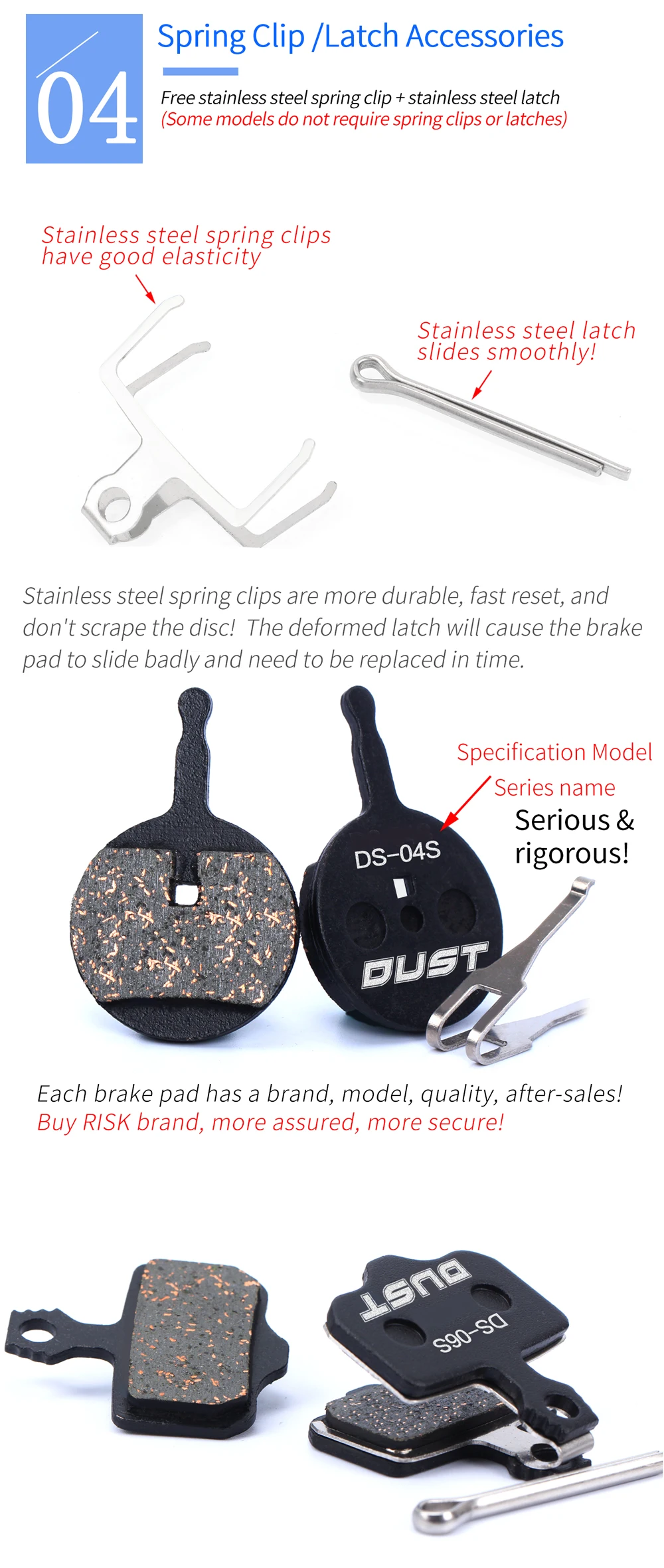 DUST 1 Set Semi-Metal Bicycle Hydraulic Disc Brake Pads MTB Mountain Bike Parts for SHIMANO XT XTR M315 SRAM Avid BB5 BB7 E1 E3