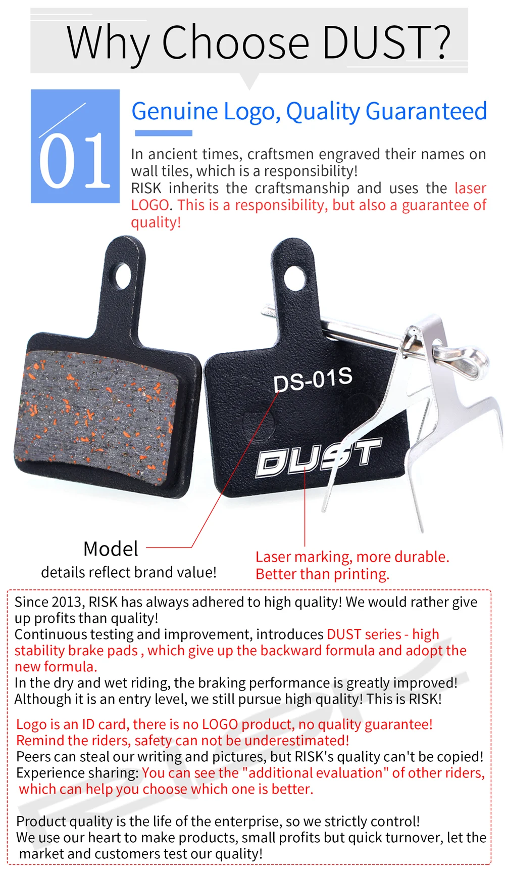 DUST 1 Set Semi-Metal Bicycle Hydraulic Disc Brake Pads MTB Mountain Bike Parts for SHIMANO XT XTR M315 SRAM Avid BB5 BB7 E1 E3