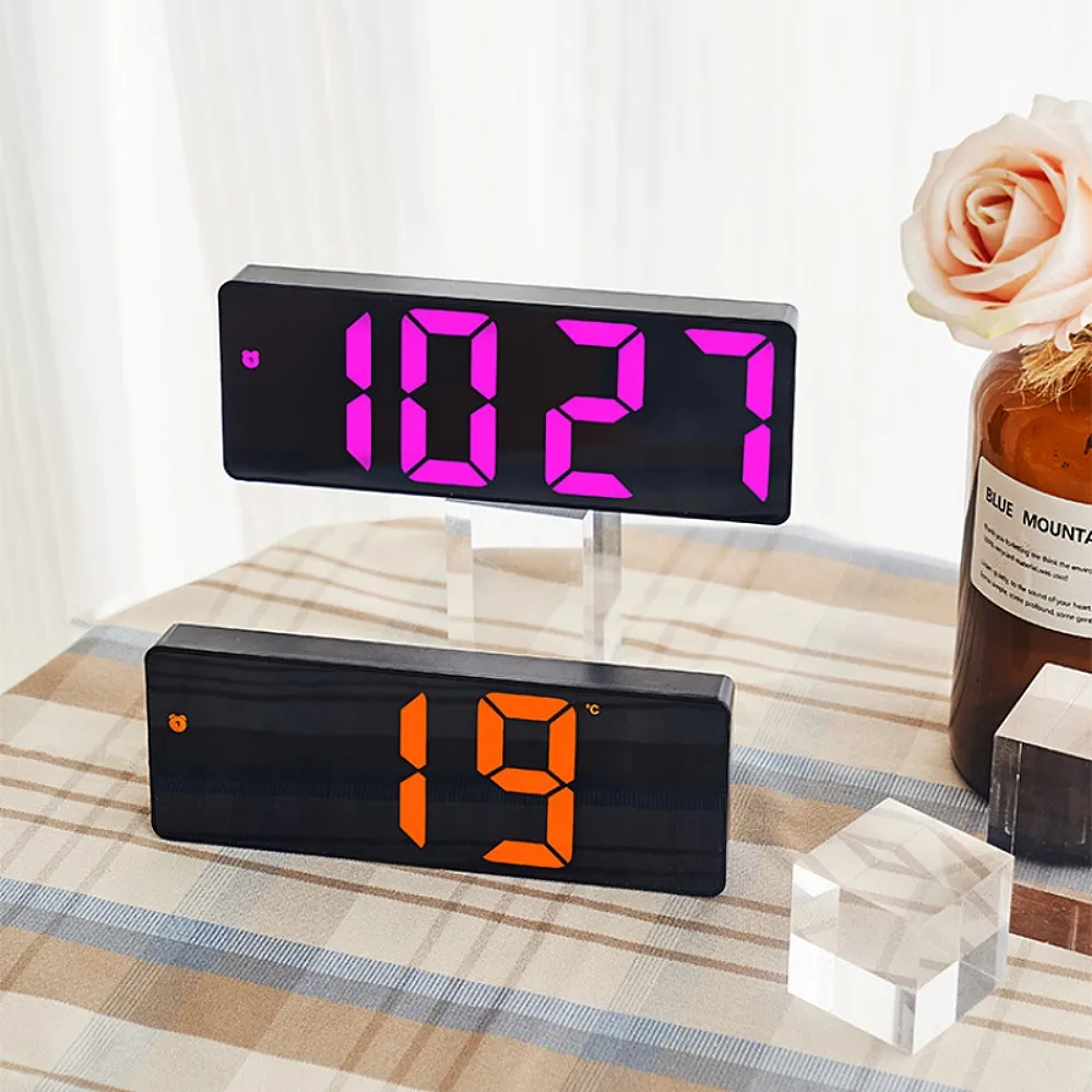 Acrylic/Mirror Digital Alarm Clock Voice Control Snooze Night Mode Table Clock 12/24H Anti-disturb Funtion Electronic LED Clock