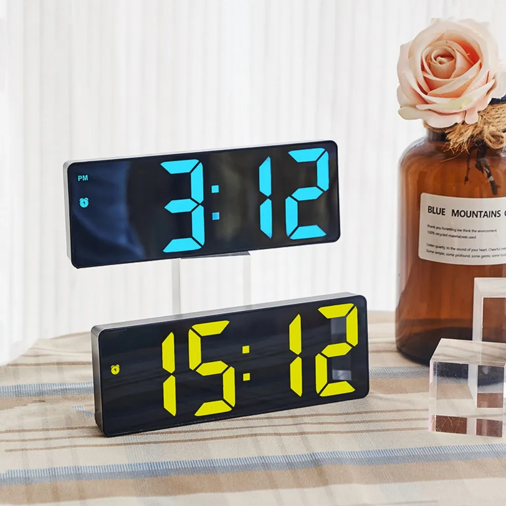 Acrylic/Mirror Digital Alarm Clock Voice Control Snooze Night Mode Table Clock 12/24H Anti-disturb Funtion Electronic LED Clock