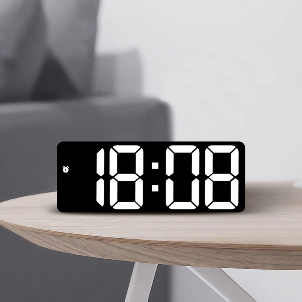 Acrylic/Mirror Digital Alarm Clock Voice Control Snooze Night Mode Table Clock 12/24H Anti-disturb Funtion Electronic LED Clock