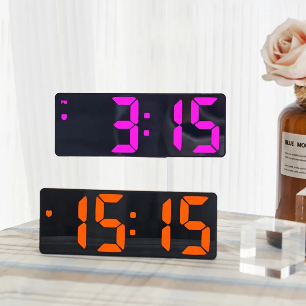 Acrylic/Mirror Digital Alarm Clock Voice Control Snooze Night Mode Table Clock 12/24H Anti-disturb Funtion Electronic LED Clock