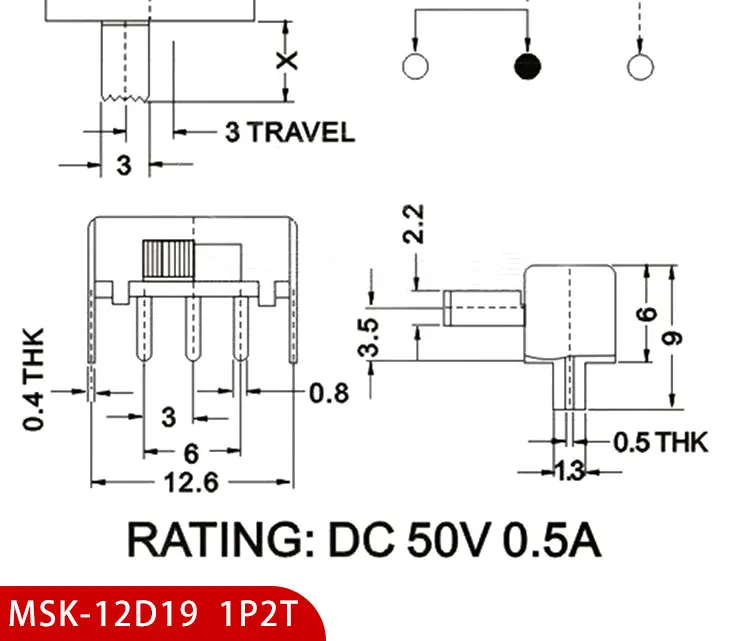 10PCS Slide Switch Micro-power Toggle Switch Single and Double-row Direct-inserted Horizontal Sliding Second Gear Third Gear