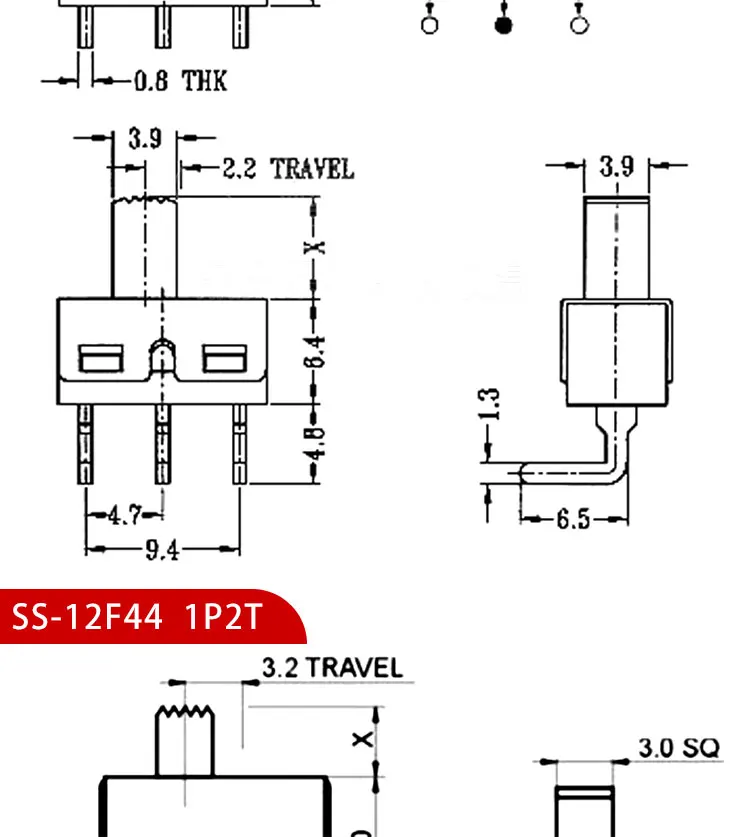 10PCS Slide Switch Micro-power Toggle Switch Single and Double-row Direct-inserted Horizontal Sliding Second Gear Third Gear