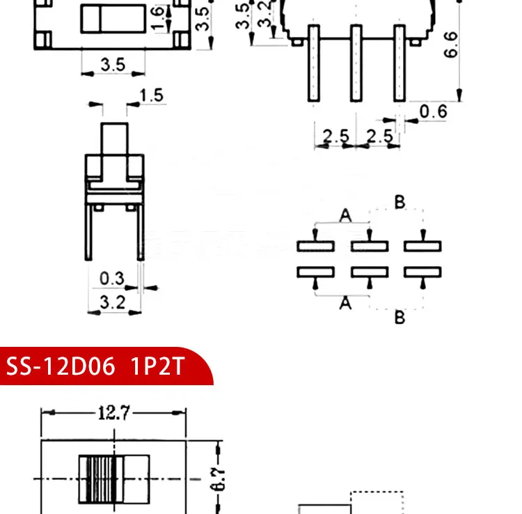 10PCS Slide Switch Micro-power Toggle Switch Single and Double-row Direct-inserted Horizontal Sliding Second Gear Third Gear