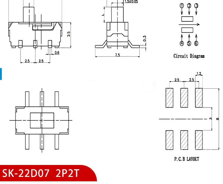 10PCS Slide Switch Micro-power Toggle Switch Single and Double-row Direct-inserted Horizontal Sliding Second Gear Third Gear