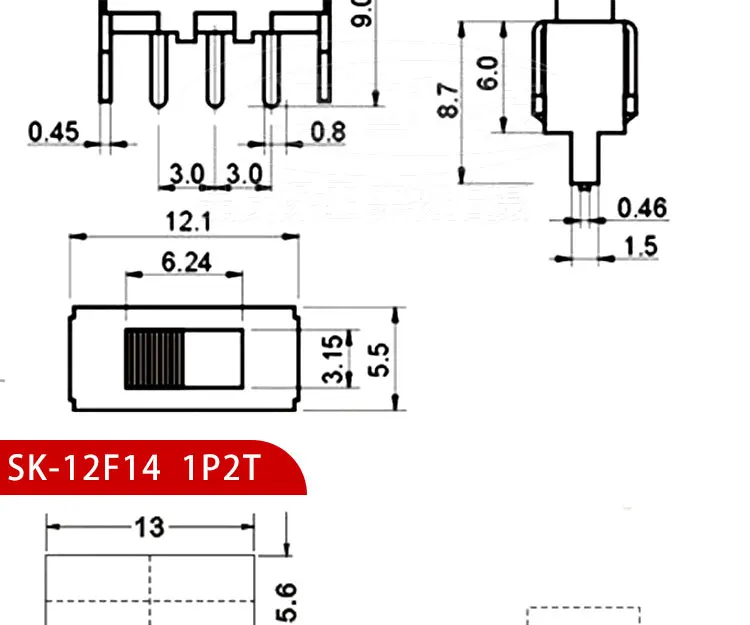 10PCS Slide Switch Micro-power Toggle Switch Single and Double-row Direct-inserted Horizontal Sliding Second Gear Third Gear