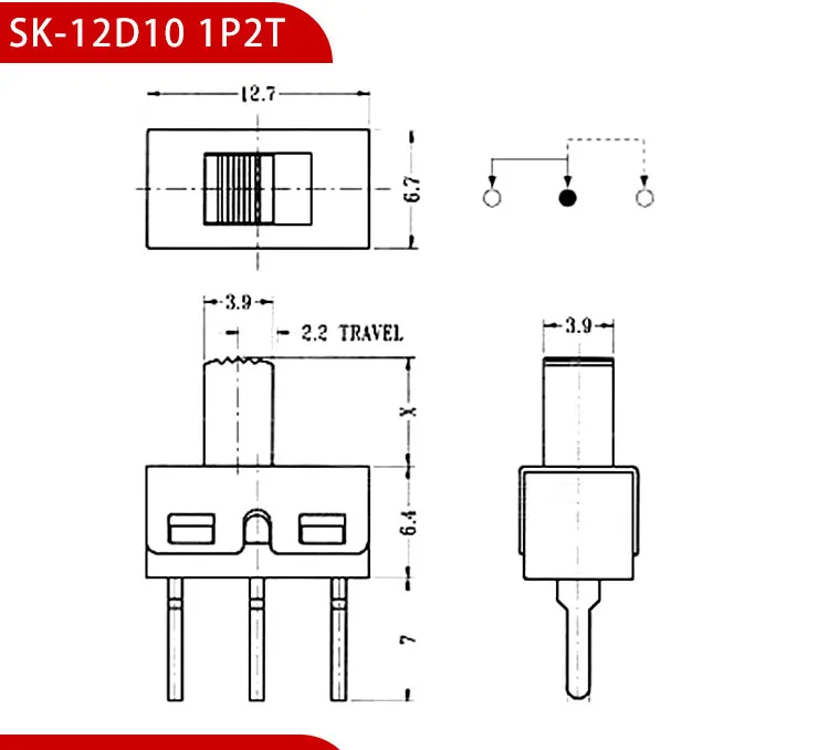 10PCS Slide Switch Micro-power Toggle Switch Single and Double-row Direct-inserted Horizontal Sliding Second Gear Third Gear