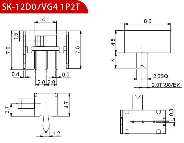 10PCS Slide Switch Micro-power Toggle Switch Single and Double-row Direct-inserted Horizontal Sliding Second Gear Third Gear