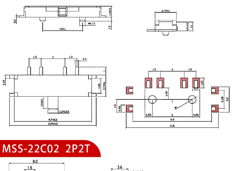 10PCS Slide Switch Micro-power Toggle Switch Single and Double-row Direct-inserted Horizontal Sliding Second Gear Third Gear