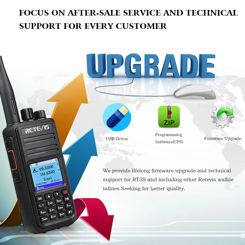 Retevis RT3S Walkie Talkie DMR Radio Long Range Walkie Talkies Camping Ham Radio UHF VHF GPS AES256 Encryption Digital Portable