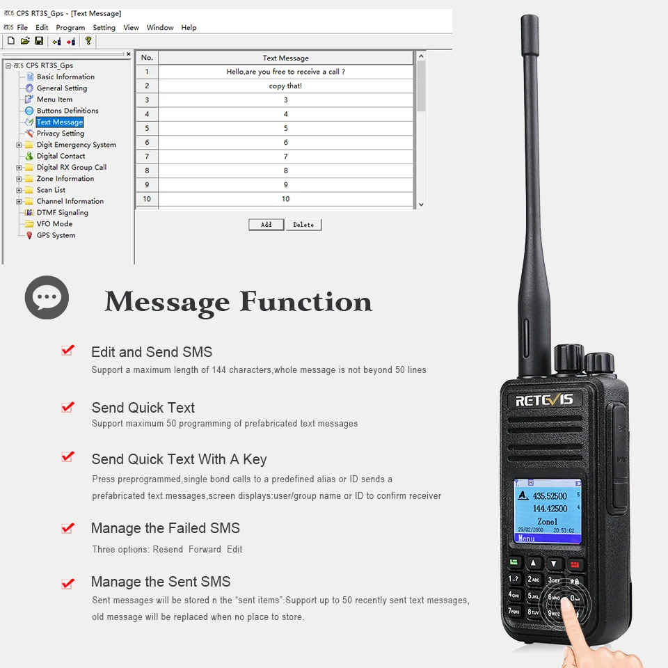 Retevis RT3S Walkie Talkie DMR Radio Long Range Walkie Talkies Camping Ham Radio UHF VHF GPS AES256 Encryption Digital Portable