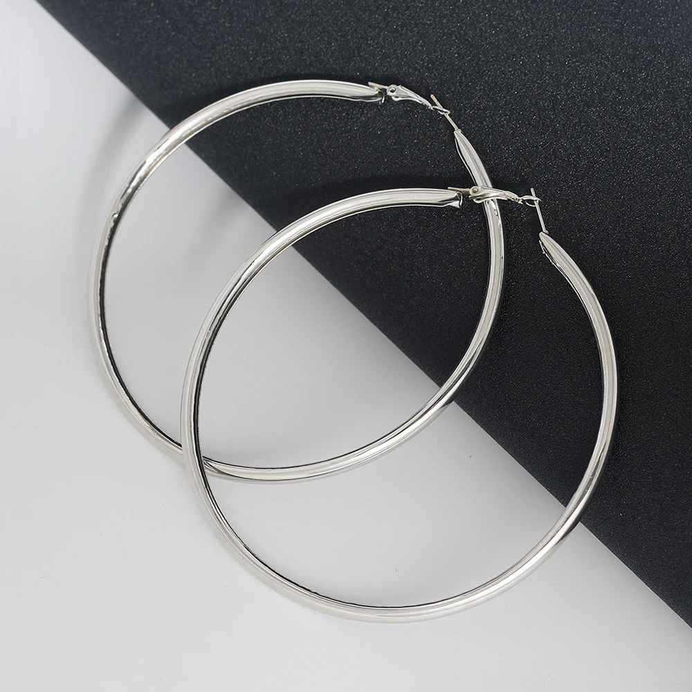 BLIJERY Fashion Oversized Big Hoop Earrings For Women Basketball Brincos Large Thick Round Circle Earrings Hoops Punk Jewelry