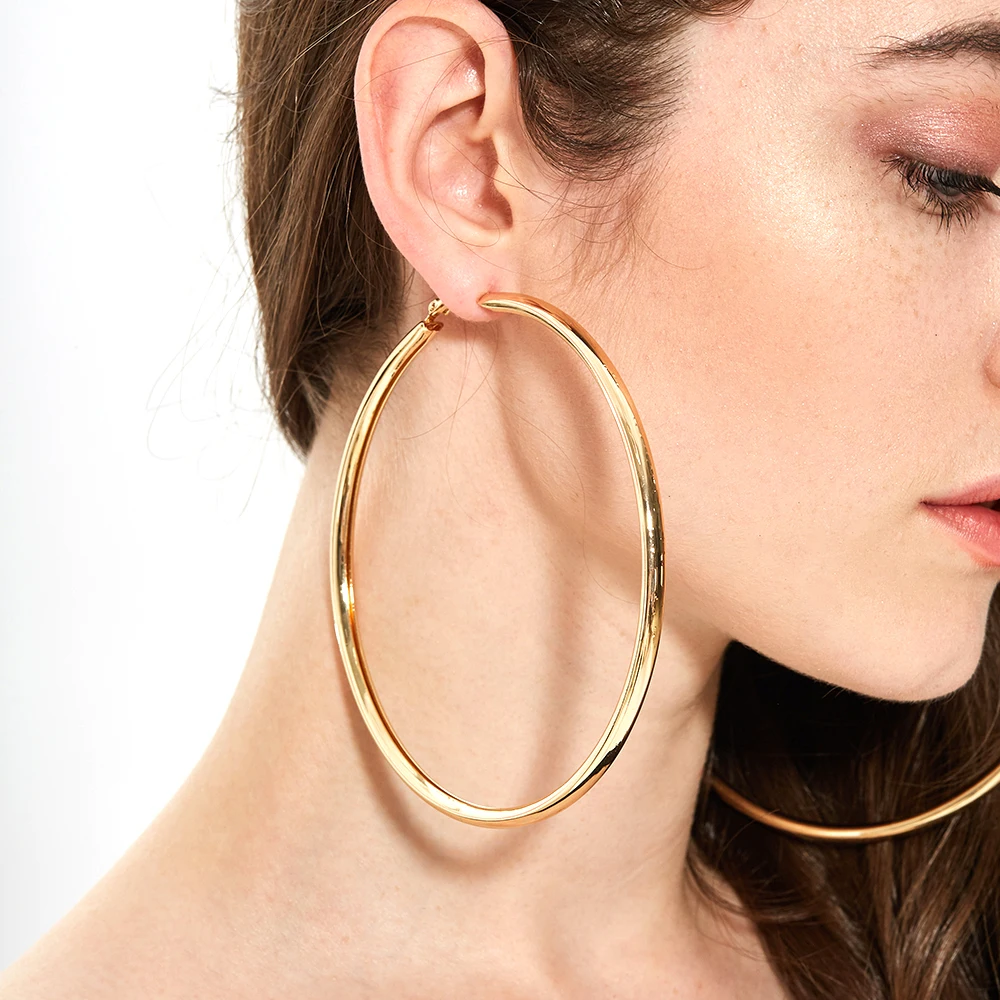 BLIJERY Fashion Oversized Big Hoop Earrings For Women Basketball Brincos Large Thick Round Circle Earrings Hoops Punk Jewelry