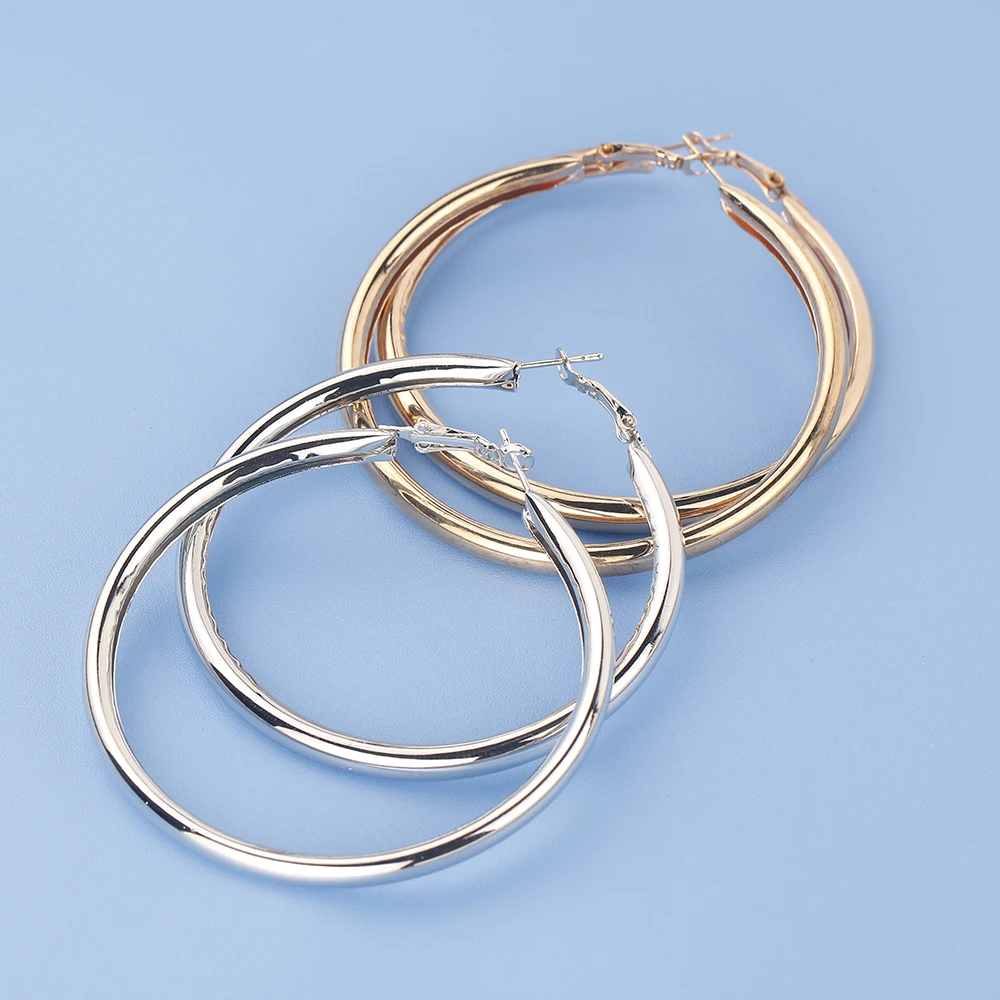 BLIJERY Fashion Oversized Big Hoop Earrings For Women Basketball Brincos Large Thick Round Circle Earrings Hoops Punk Jewelry