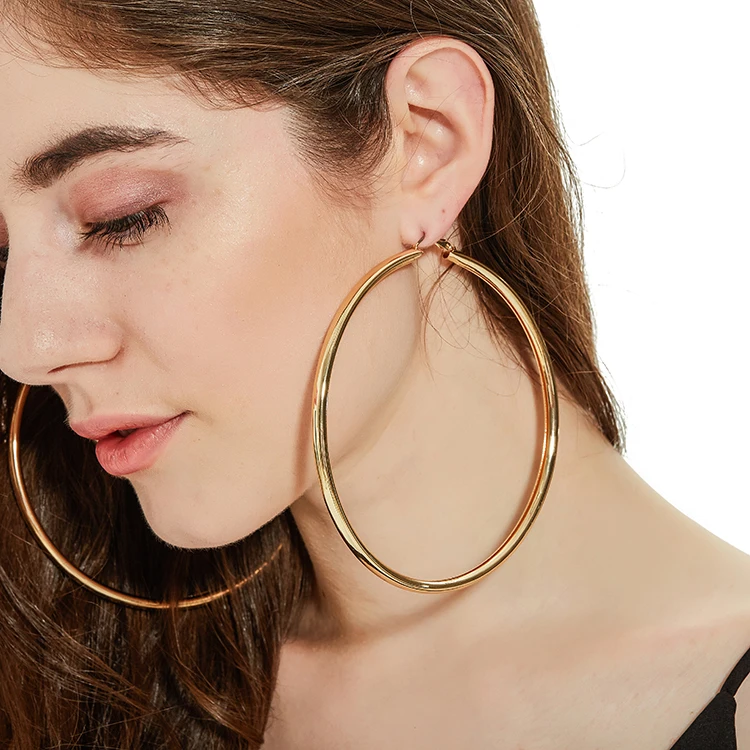 BLIJERY Fashion Oversized Big Hoop Earrings For Women Basketball Brincos Large Thick Round Circle Earrings Hoops Punk Jewelry