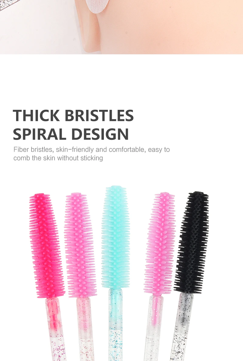 50 Pcs Silicone Crystal Mascara Wands Applicator Disposable Diamond Eyelash Brushes Comb for Women Beauty Makeup Brush Tools