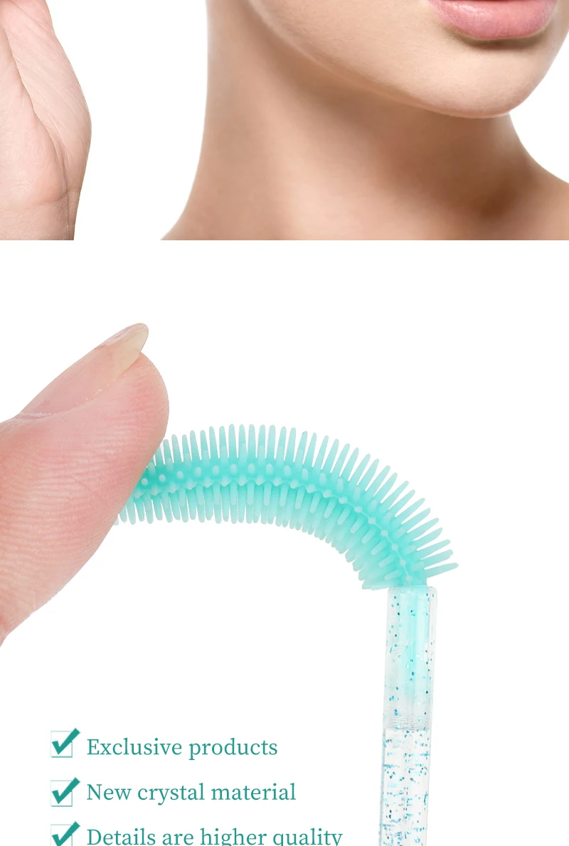 50 Pcs Silicone Crystal Mascara Wands Applicator Disposable Diamond Eyelash Brushes Comb for Women Beauty Makeup Brush Tools