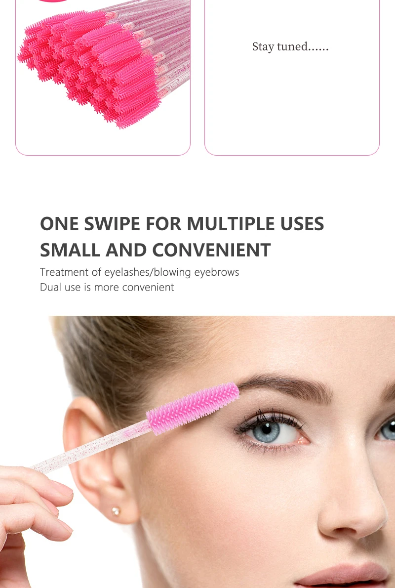 50 Pcs Silicone Crystal Mascara Wands Applicator Disposable Diamond Eyelash Brushes Comb for Women Beauty Makeup Brush Tools