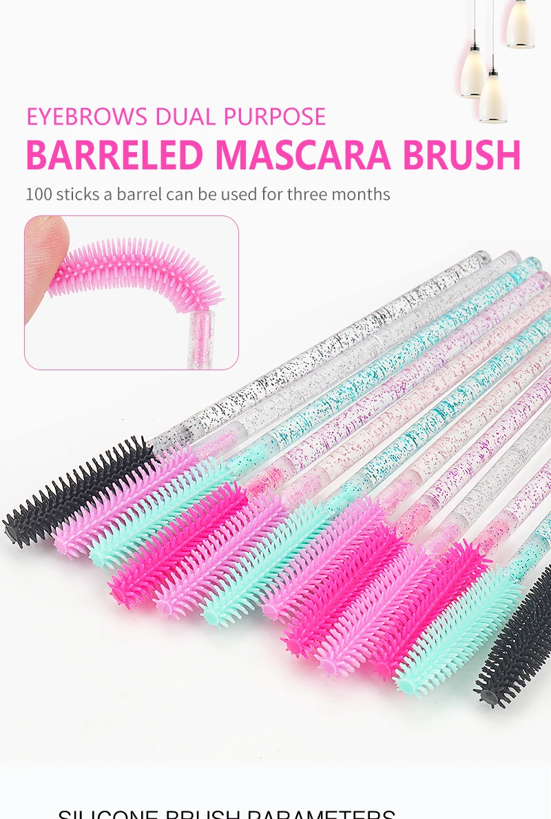 50 Pcs Silicone Crystal Mascara Wands Applicator Disposable Diamond Eyelash Brushes Comb for Women Beauty Makeup Brush Tools
