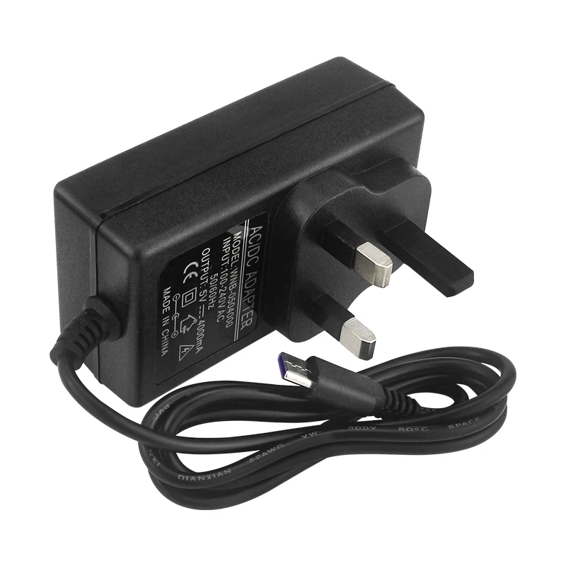 Orange Pi 5 Plus Power Adapter 5V 4A Charger 20W USB Type C Power Supply EU US UK AU Plug for OPI 5/5B/4 LTS Raspberry Pi 4B