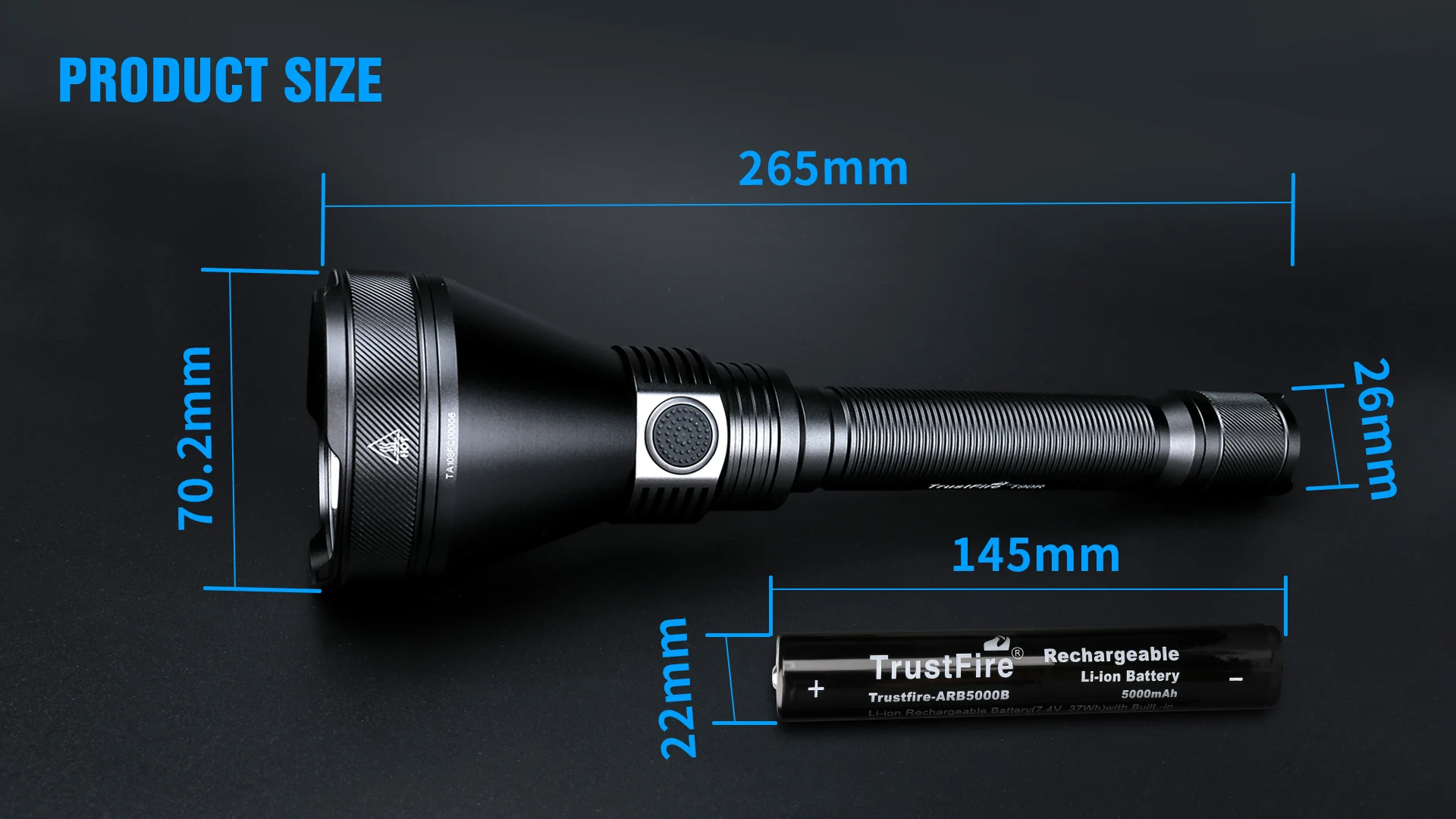 Trustfire T90R Tactical Powerful Flashlight 4800Lumens High Power Rechargeable Military Led Torch 1600M For Hunting Self-Defense