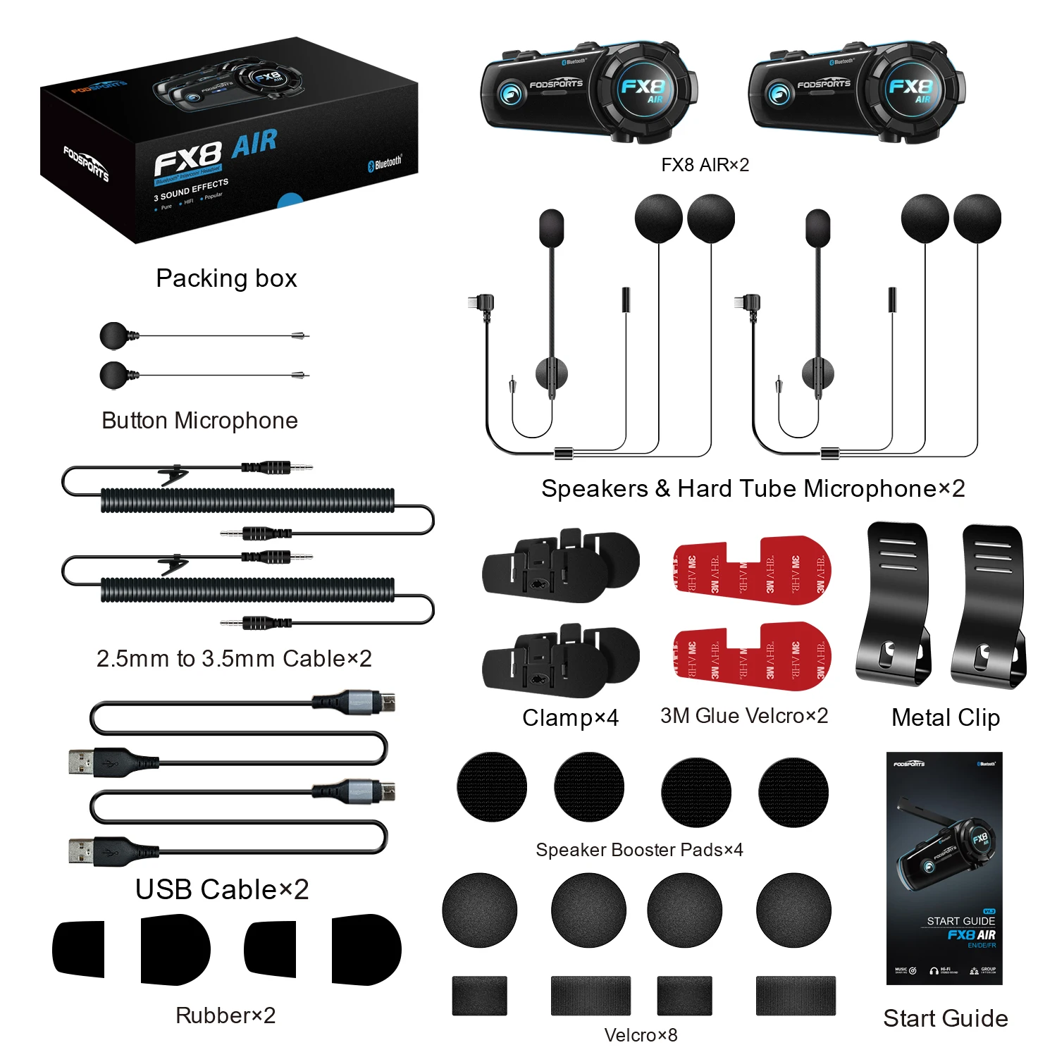 Fodsports FX8 Air Intercom Motorcycle Helmet Headset 4 Riders Bluetooth Headsets 1000m Moto Intercoms,Music Share,FM,Waterproof