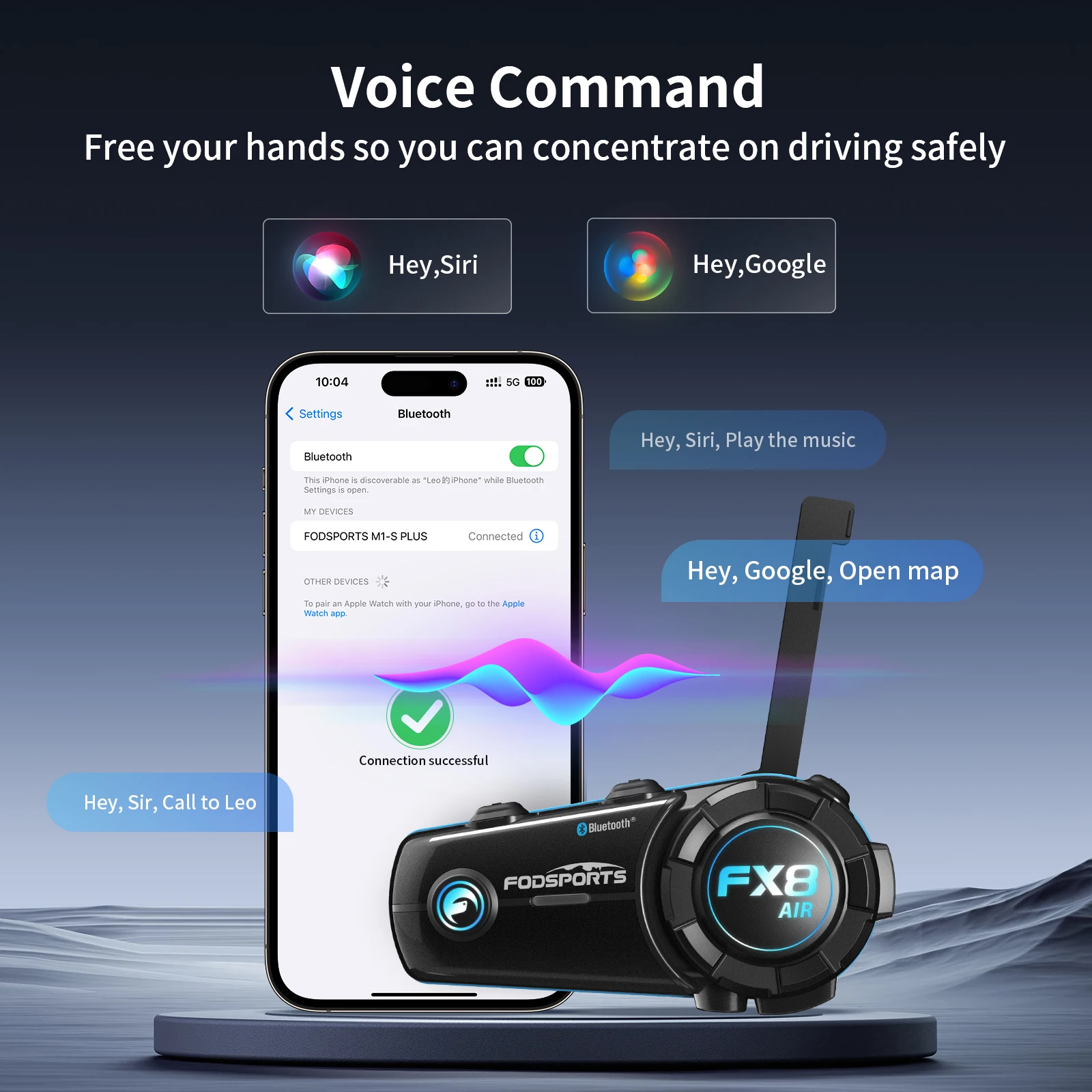 Fodsports FX8 Air Intercom Motorcycle Helmet Headset 4 Riders Bluetooth Headsets 1000m Moto Intercoms,Music Share,FM,Waterproof