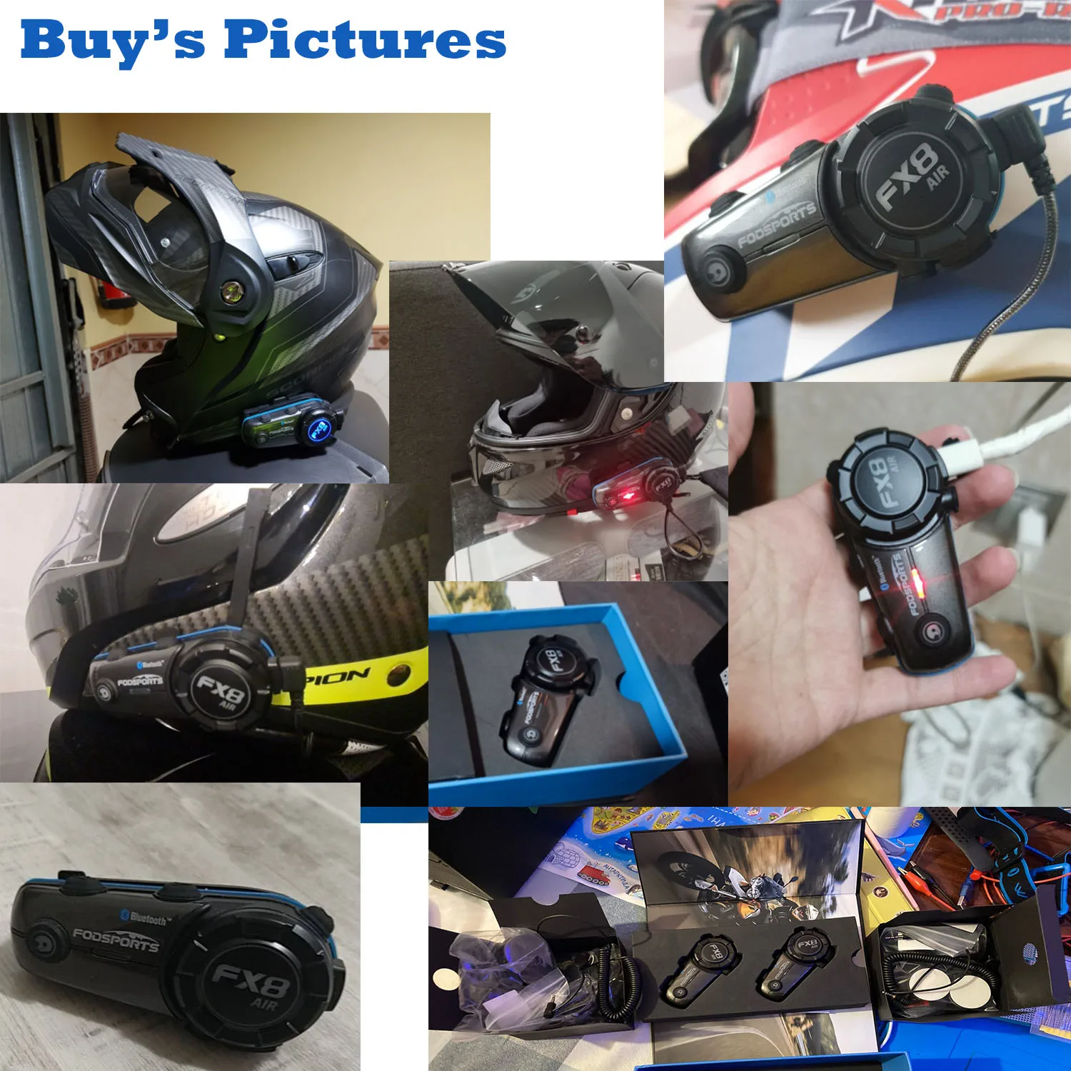 Fodsports FX8 Air Intercom Motorcycle Helmet Headset 4 Riders Bluetooth Headsets 1000m Moto Intercoms,Music Share,FM,Waterproof