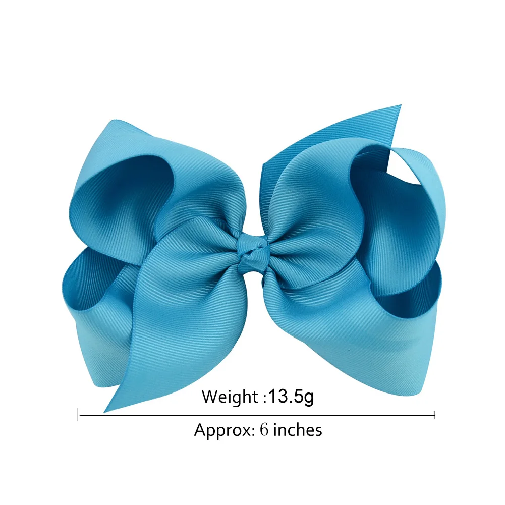 2Pcs/lot 6'' Solid Color Grosgrain Ribbon Bows Hair Clips For Cute Girls Large Handmade Hairpins Barrettes Kids Hair Accessories