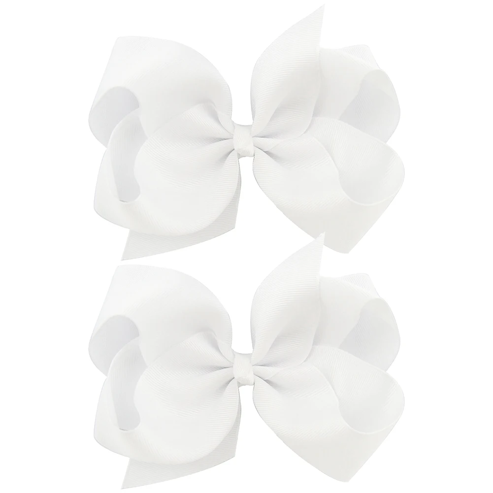 2Pcs/lot 6'' Solid Color Grosgrain Ribbon Bows Hair Clips For Cute Girls Large Handmade Hairpins Barrettes Kids Hair Accessories