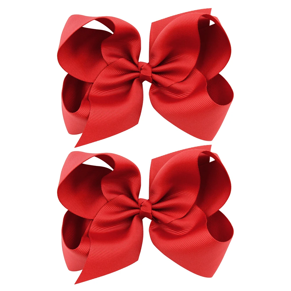 2Pcs/lot 6'' Solid Color Grosgrain Ribbon Bows Hair Clips For Cute Girls Large Handmade Hairpins Barrettes Kids Hair Accessories