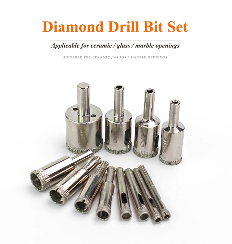 6-60mm 1PC Diamond Drill Bits Hole Saw Diamond Drill Bit Hollow Core Drill Bit Set for Diamond Coating, Carbon Steel for Glass