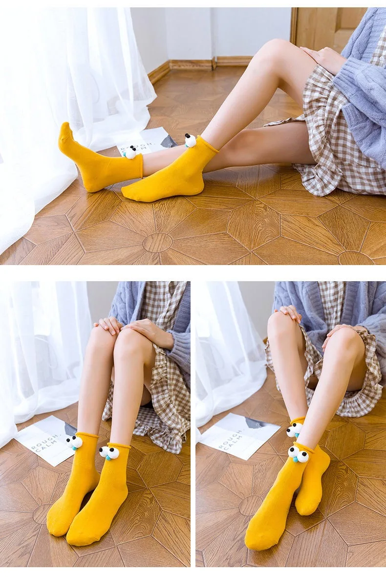 Funny Socks Women's Short Cotton Hot Sale 3D eyes Designer Fashion Amusing Lovely Harajuku kawaii Gift Happy Cute Socks