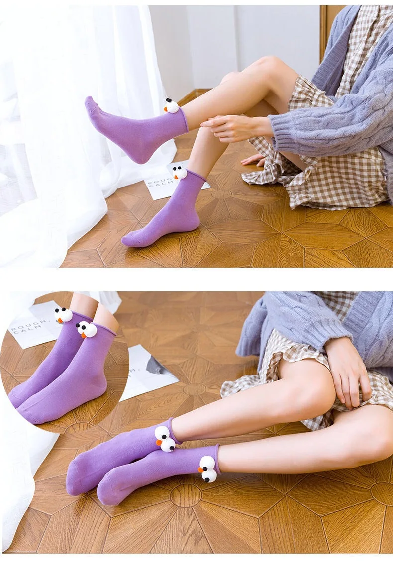 Funny Socks Women's Short Cotton Hot Sale 3D eyes Designer Fashion Amusing Lovely Harajuku kawaii Gift Happy Cute Socks
