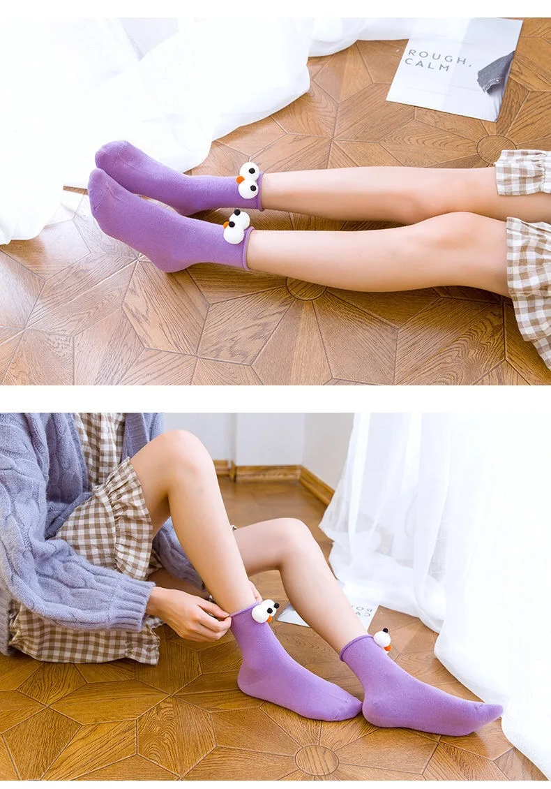 Funny Socks Women's Short Cotton Hot Sale 3D eyes Designer Fashion Amusing Lovely Harajuku kawaii Gift Happy Cute Socks