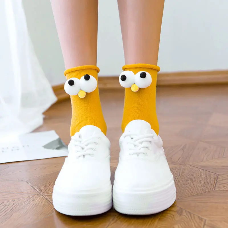 Funny Socks Women's Short Cotton Hot Sale 3D eyes Designer Fashion Amusing Lovely Harajuku kawaii Gift Happy Cute Socks