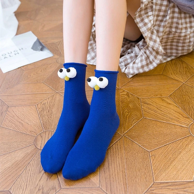 Funny Socks Women's Short Cotton Hot Sale 3D eyes Designer Fashion Amusing Lovely Harajuku kawaii Gift Happy Cute Socks