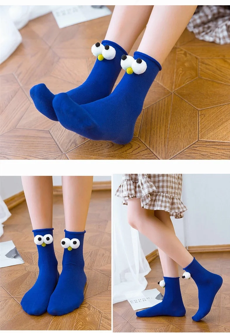 Funny Socks Women's Short Cotton Hot Sale 3D eyes Designer Fashion Amusing Lovely Harajuku kawaii Gift Happy Cute Socks