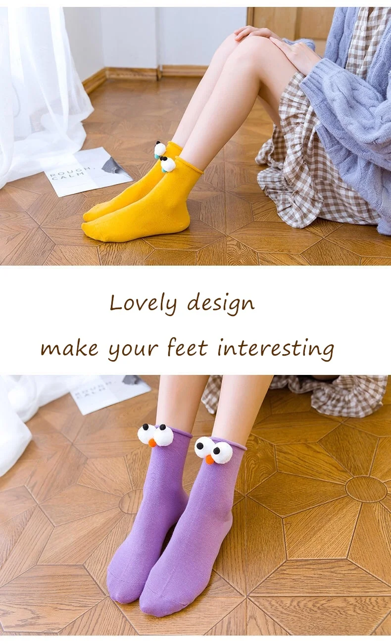 Funny Socks Women's Short Cotton Hot Sale 3D eyes Designer Fashion Amusing Lovely Harajuku kawaii Gift Happy Cute Socks