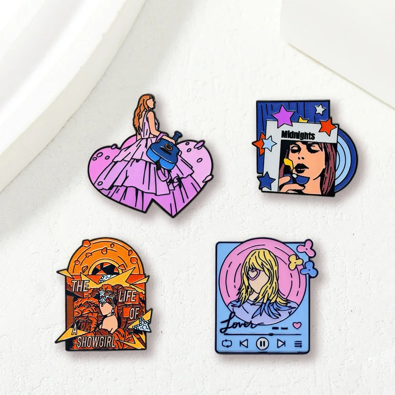 European and American Famous Pop Singer Enamel Pins Creative Music Peripheral Brooches Souvenir Jewelry Gifts For Fans