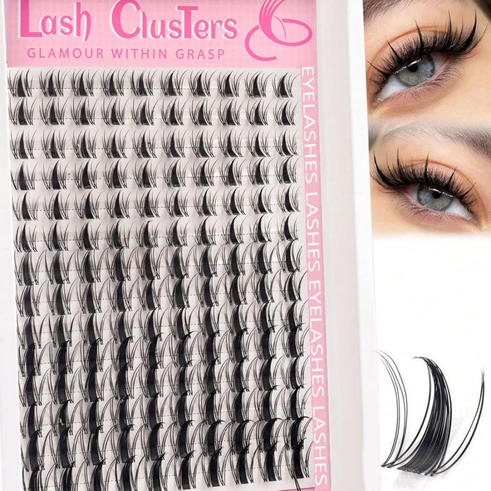 140pcs Fairy Eyelash 8-18mm Lazy Segmented False Eyelash Natural Thick Curling Easy for Beginners to Use