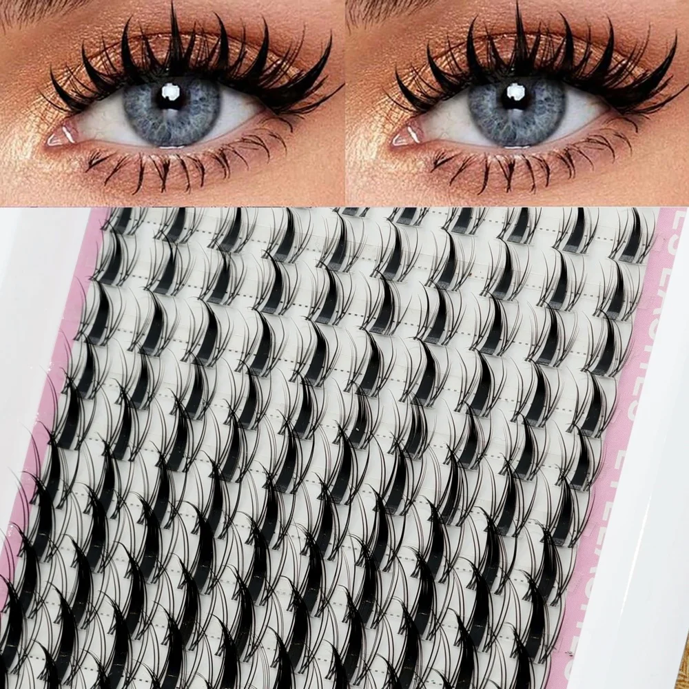 140pcs Fairy Eyelash 8-18mm Lazy Segmented False Eyelash Natural Thick Curling Easy for Beginners to Use
