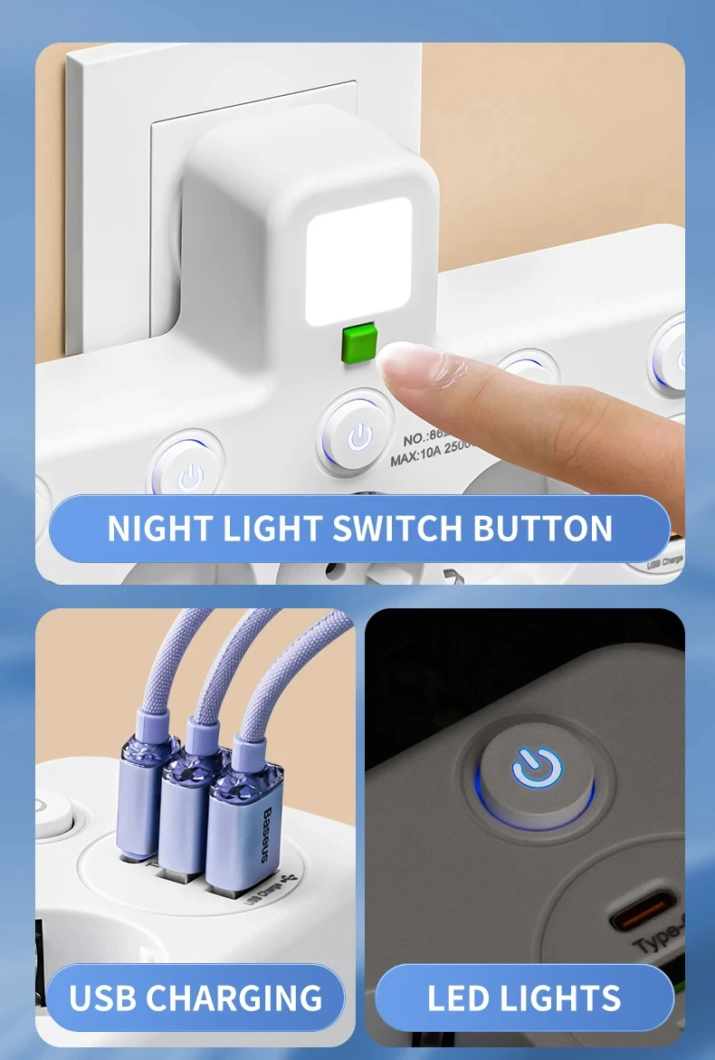 EU Socket Plug Outlet Socket 2-5AC With USB Sockets Electrical No Extension Cord With USB Type-C Ports Two specifications
