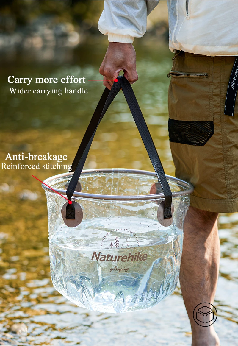 Naturehike Foldable 20L Round Bucket Outdoor Bbq Travel Portable Collapsible Water Container Storage Bucket Camping Equipment