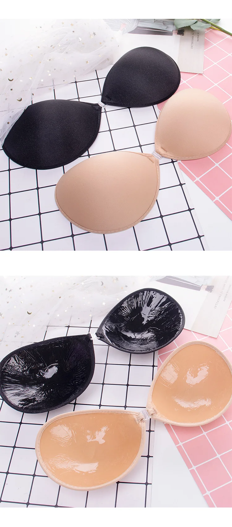 Hot Seamless Sexy Women's Bra Invisible Push Up Bra Self-Adhesive Silicone Front Closure Sticky Backless Strapless Bra