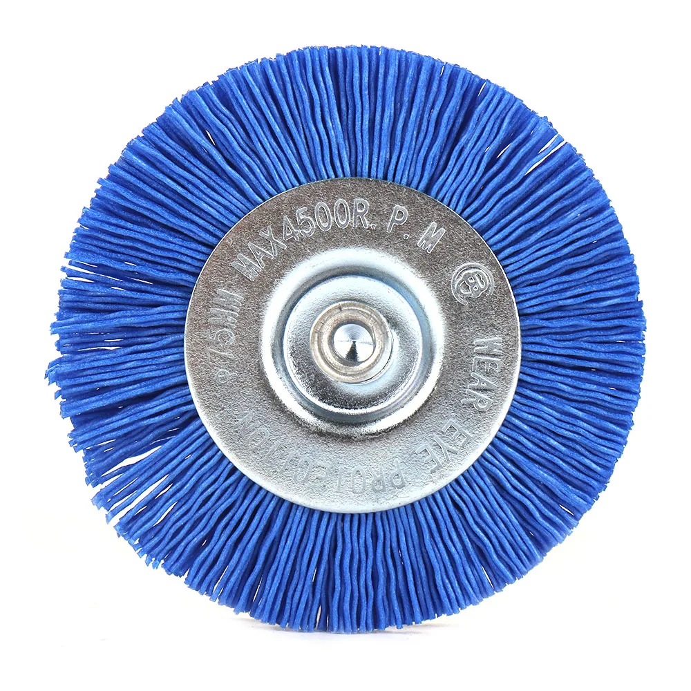 3 Inch Flat Nylon Abrasive Wheel Brush Drill Brushes Max RPM 4,500 1/4" Hex Shank for Metal Remove Rust Corrosion Paint