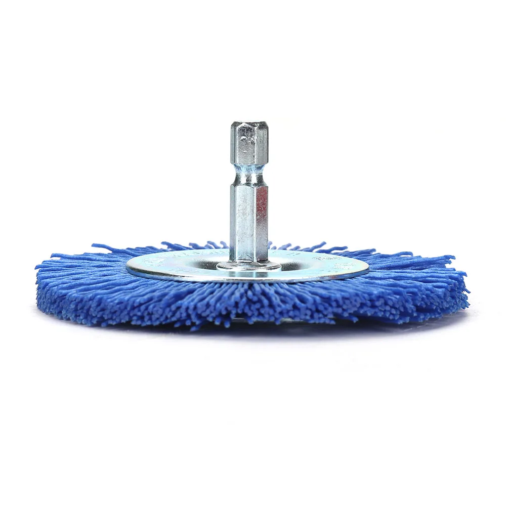 3 Inch Flat Nylon Abrasive Wheel Brush Drill Brushes Max RPM 4,500 1/4" Hex Shank for Metal Remove Rust Corrosion Paint